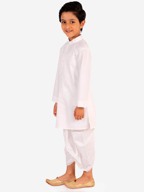Vastramay Boy's White Kurta and Dhoti Set